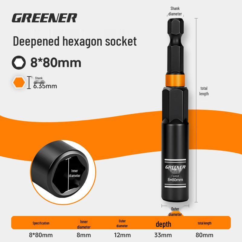 

Green Forest 10mm Long Hex Socket Bit Set for Electric and Air Wrenches