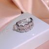 Trendy Girl Sexy Micro-Set Sparkling Diamond Ring, High-End Light Luxury Double-Layer Pattern Wedding Ring
