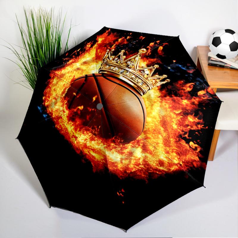Basketball Crown Fire Sport Umbrella Folding Umbrella, Automatic Umbrella 8-Frame for Travel, Camping Use Gift for Halloween Christmas