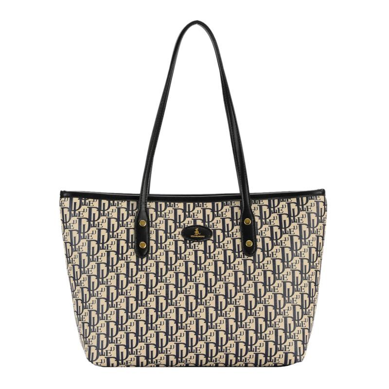 

2025 winter new large-capacity letter print light luxury bag for commuting to work one-shoulder hand-held retro tote bag