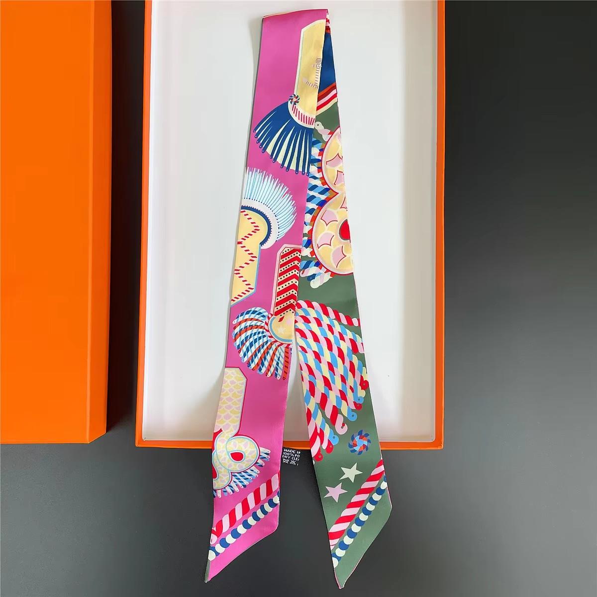 

Новый скошенный маленький шелковый шарф имитация шелкового стримера твил цифровая печать женская повязка для волос сувенирный шарф универсальный модный