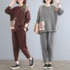 Plus Size Women's Suit Covers Big Belly and Fat Spring and Autumn Fashion Loose Long-sleeved Casual Two-piece Set