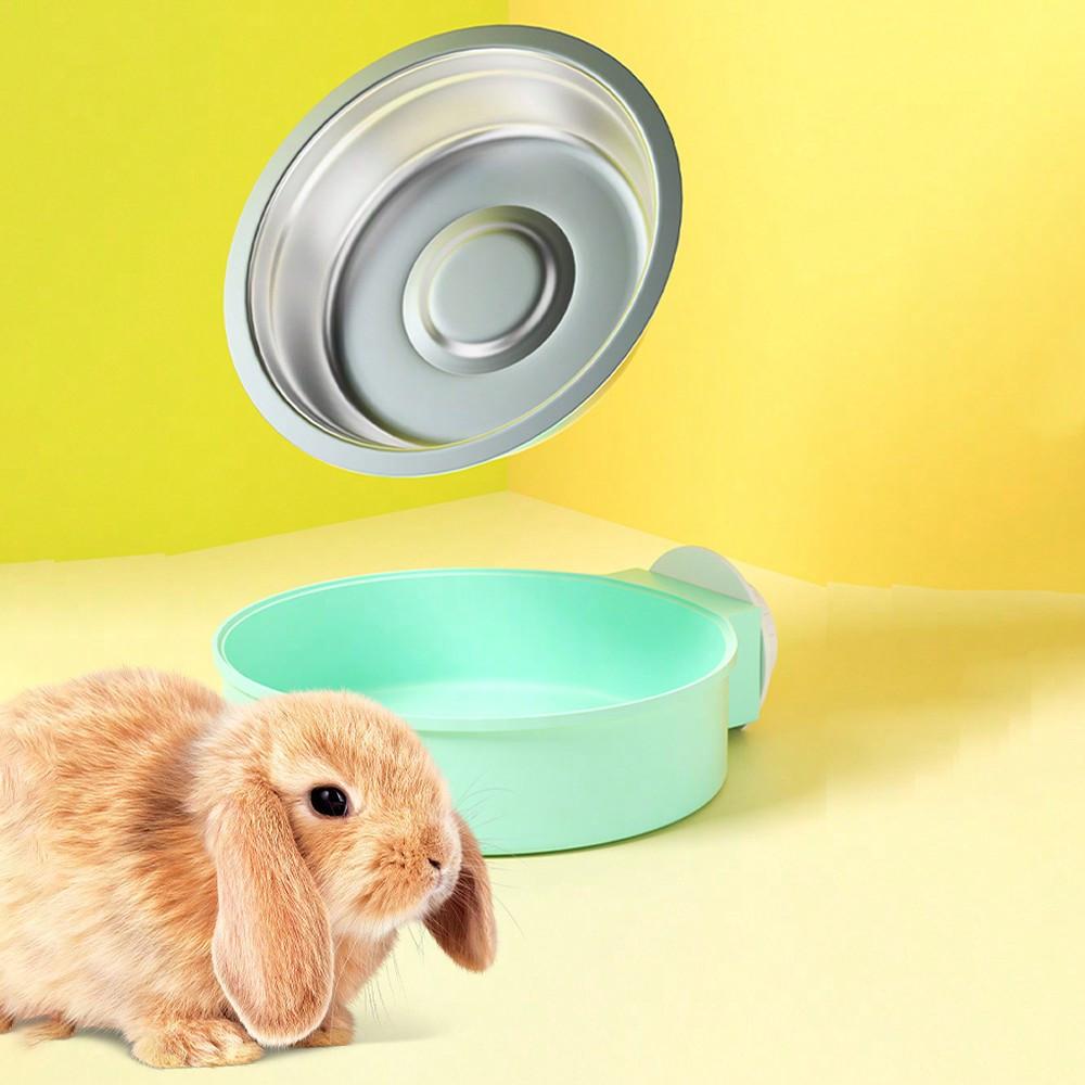 1 Stück Edelstahl Hänge-Futternapf im Zufallsstil, Kippsicherer Kaninchen-Fressnapf, Abnehmbar & Leicht zu Reinigen, Geeignet für Kleintiere, Katze und Hund