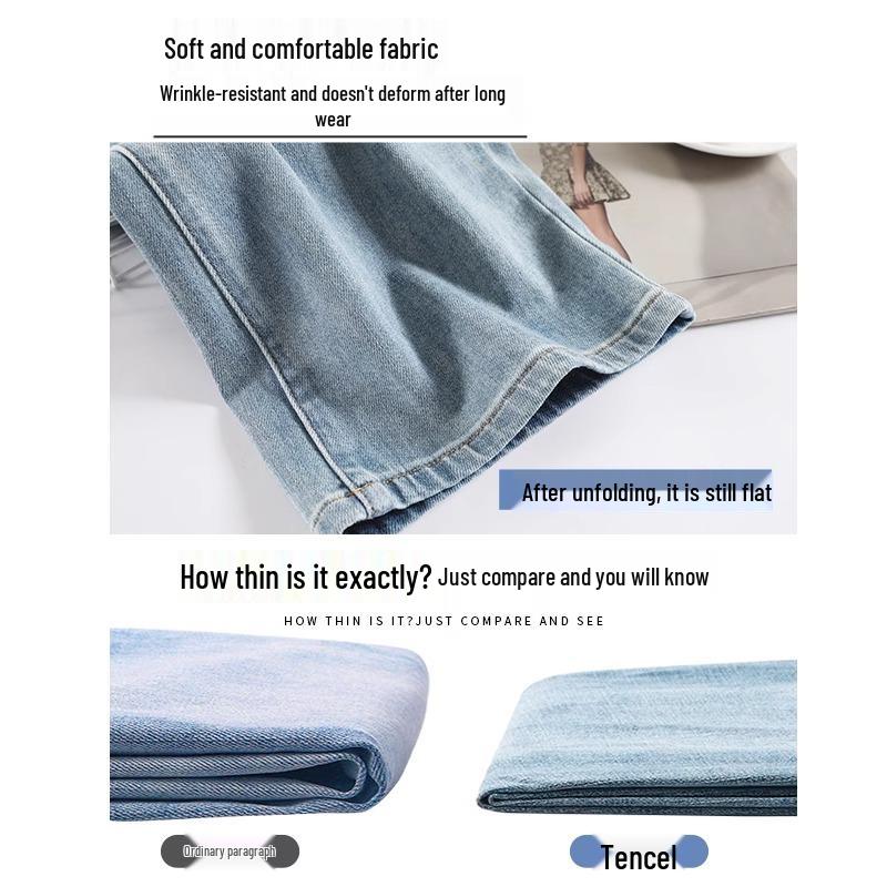 Women's High-Waisted Straight-Leg Jeans - 2025 Spring Retro Slim Fit, Loose and Thin Summer Design