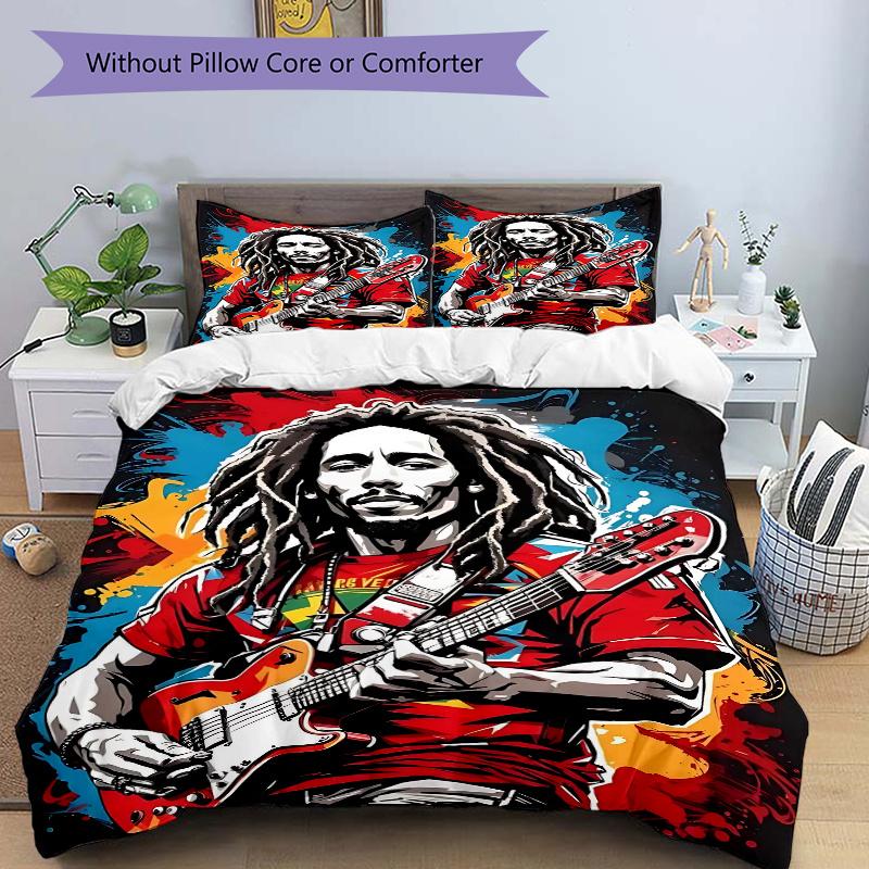 

3pcs Vibrant Colors of Music Printed Bedding Set, Soft and Comfortable Quilt Cover for Bedroom, Guest Room (1 Duvet Cover + 2 Pillowcases, P 135cm*200cm