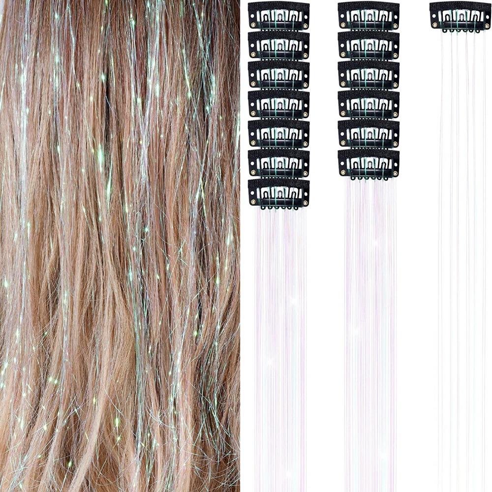 Highlights Clip Clip in Hair Extensions Colored Fairy Hair Hair Highlights Shiny Synthetic Hair Extension Clip