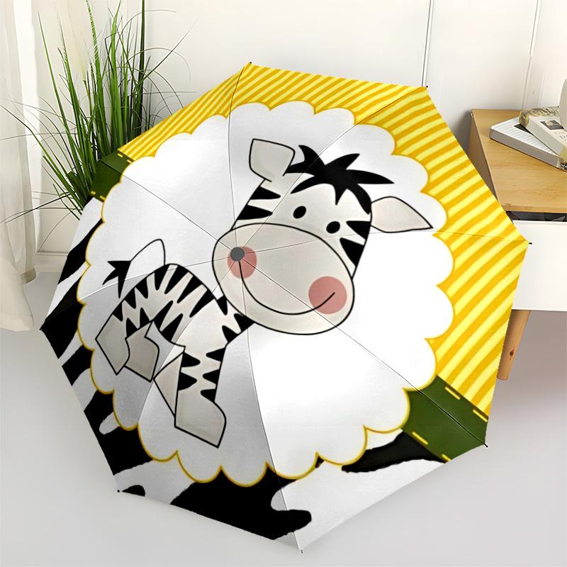 1pc Zebra Print Automatic Umbrella Portable Home Essential Umbrella, Iron Umbrella Structure Suitable for All Seasons yy251123114