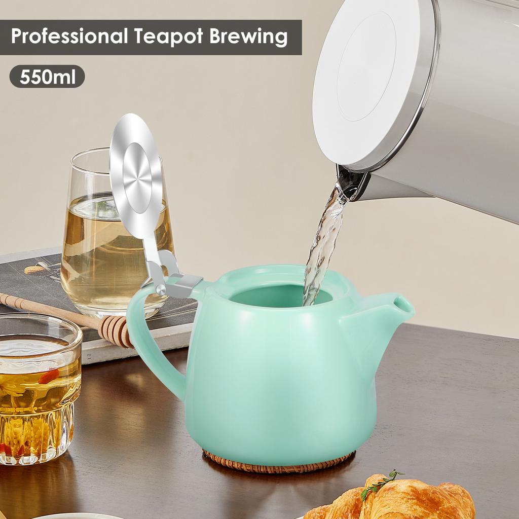 550ml Keramik-Teekanne mit abnehmbarem Tee-Sieb, japanischer Stil, Porzellan-Teekanne, glatte Oberfläche, Keramik-Teekessel für zu Hause