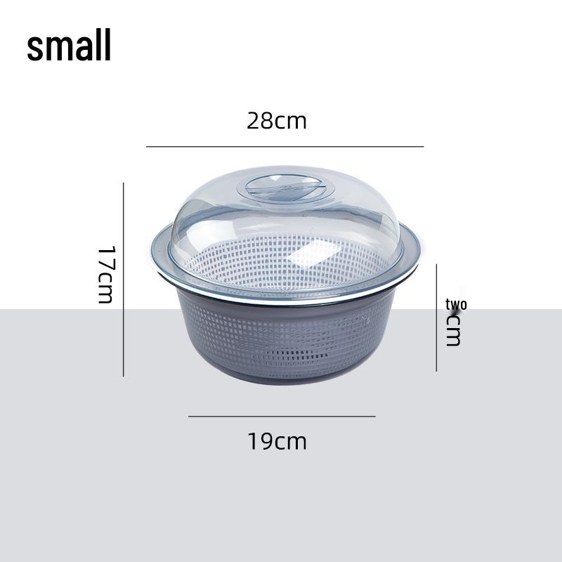 Large Kitchen Double-Layer Drain Basket with Lid for Fruit & Vegetable Washing and Storage
