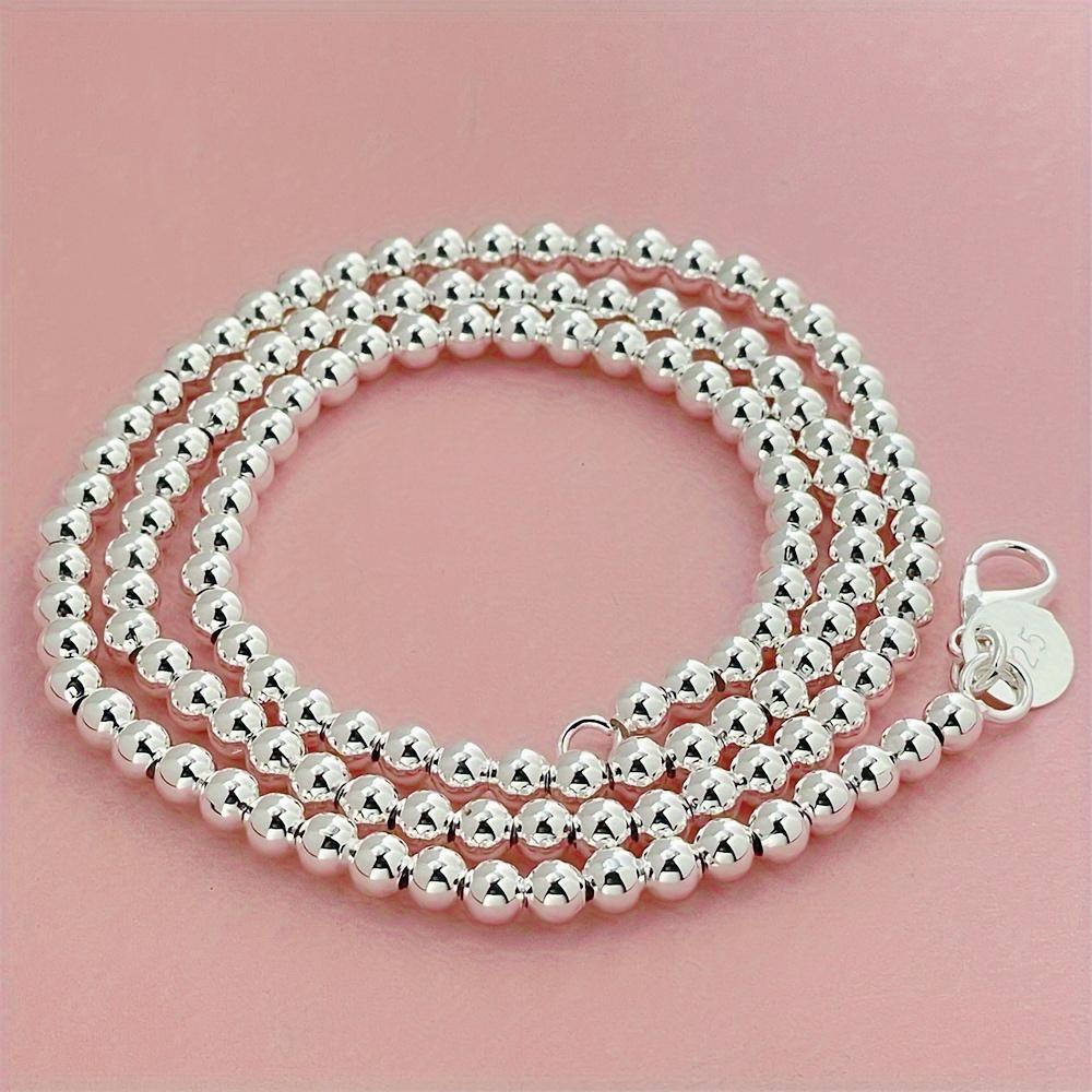 

Fine 4MM Beads Copper Chain Necklace for Women Men Lady Charms Wedding Party Gift Cute 20inch 50cm