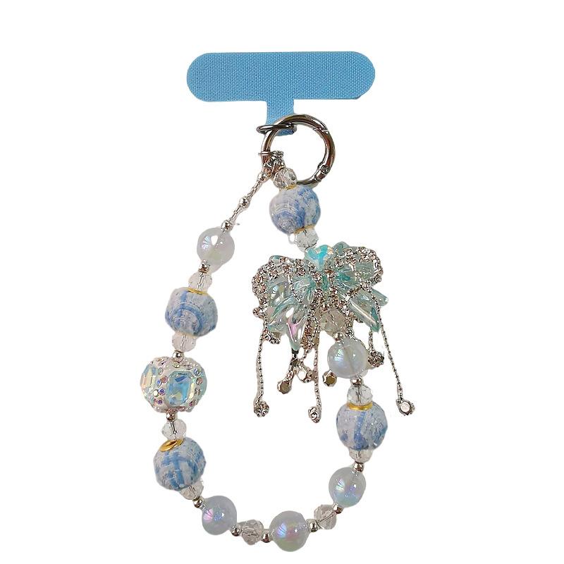 

Роскошь, кисточка-бабочка, цепочка для телефона, шнурок, стиль Instagram, мода, женские аксессуары на запястье, ощущение высокого класса, высококачественная цепочка для ношения на руке Pack of 1 синий