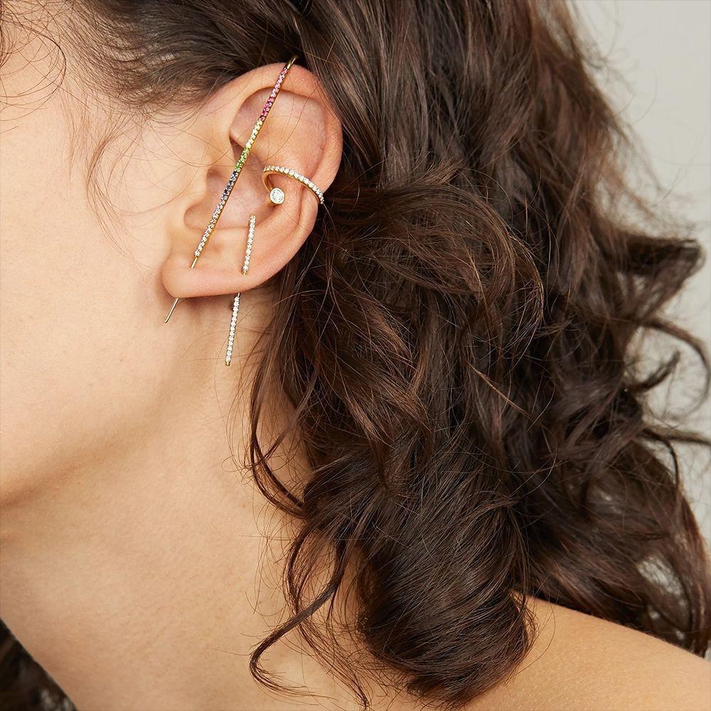 Minimalistické stylové náušnice s manžetou na ucho s kamínky na svatby a jako dárky