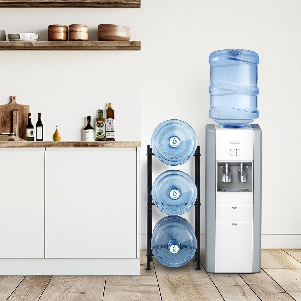 3-stufiger Wasserkanisterhalter Einzelreihen-Wasserflaschenständer für 3 Flaschen Schwarz