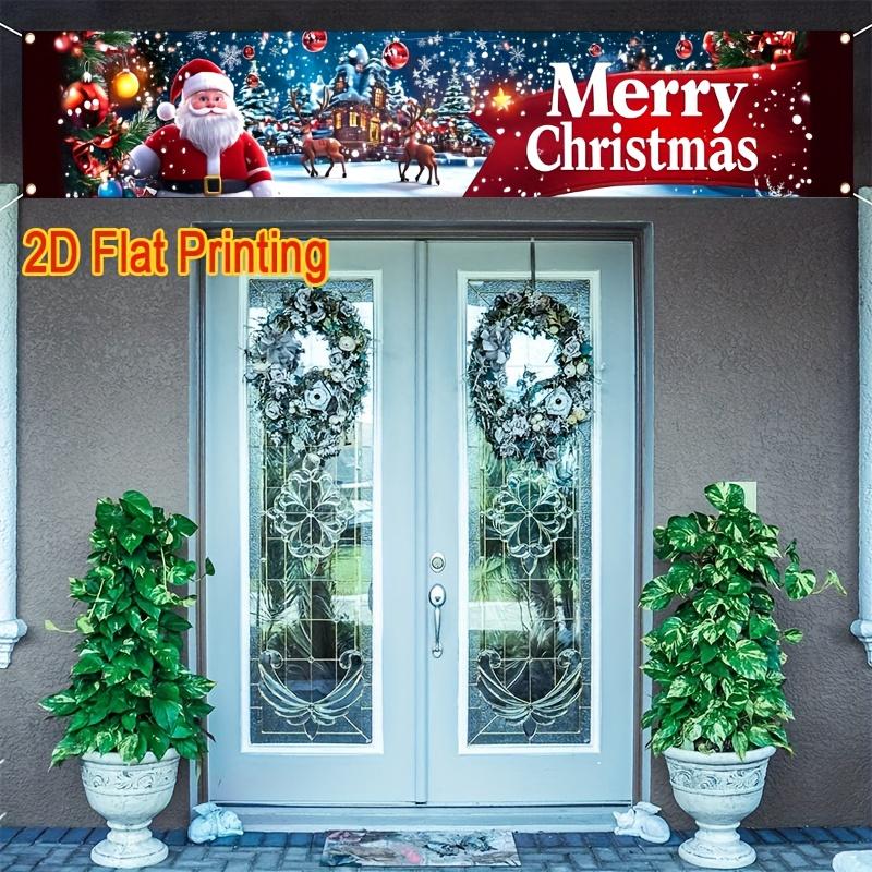 Merry Christmas Fence Banner, Holiday Welcome Sign, outdoor lawn porch yard sign