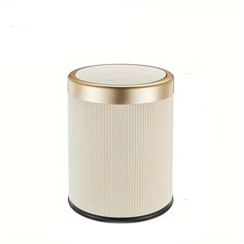 Modern Double Layered Trash Bin with Press Top Lid, White and Black, Bathroom, Office and Bedroom