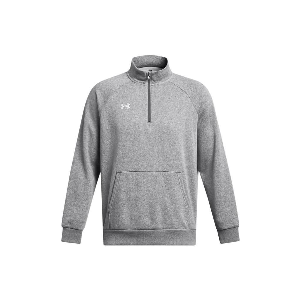 Under Armour UA Rival Mock Neck Logo Print Loose Fit Raglan Long Sleeve Sweatshirt Men Sweatshirt Gray 1386016-025