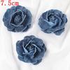 3/5Pcs 3.5/4.5/5/7/7.5CM Denim Artificial Blue Fabric Camellia Flower for Wedding Decor Women Handmade Cloth Corsage Accessory