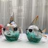 Light Luxury Crystal Glass Fish Figurine, Minimalist Home Decor Ornament for Living Room Bedroom, Office Display Art Piece