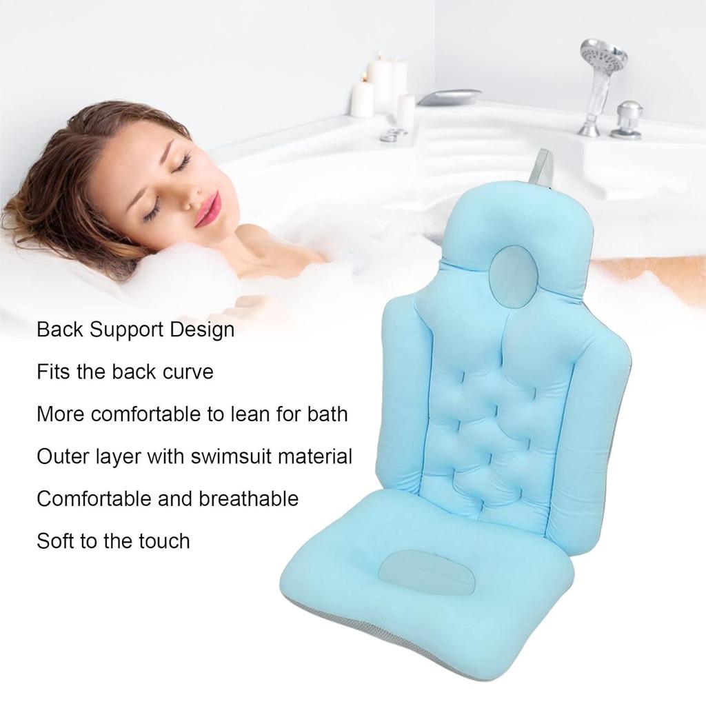 Bathtub Cushion, Bathing Bath Mat Soft Breathable Folding Headrest Back Support Bath Pillow Cushion Bathtub Support Bathtub Headrest Cushion Back