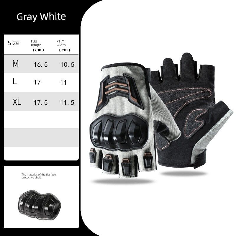 

Motorcycle Half Finger Gloves Summer Breathable Cycling Fingerless Motorcycle Knight Non Slip Takeaway Neutral Protective Gloves for Men Gray White M