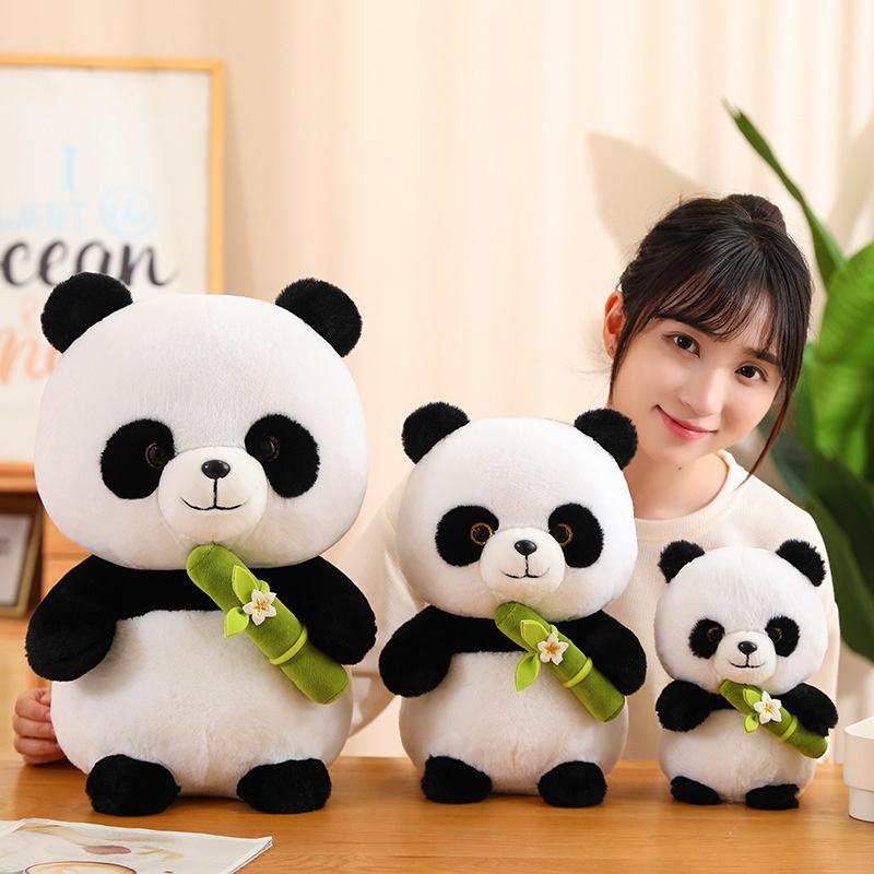Cute Panda Plush Toy Stuffed Animal Doll Bamboo Shoot Flower Bear Gift For Girls And Kids