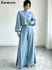 Autumn Solid Wide Leg Pants Set Women Loose Long Sleeve Crop Top Two Piece Outfit Fashion Casual