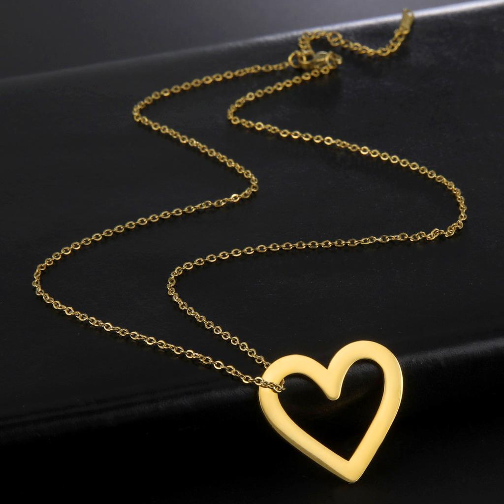 Ciondolo Cuore d'Amore Vuoto Collana in Acciaio Inossidabile Tre Modelli Gioielleria Minimalista Per San Valentino
