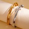 Elegant Stainless Steel Open Bangle: Simple Fashion Temperament Bracelet for Women