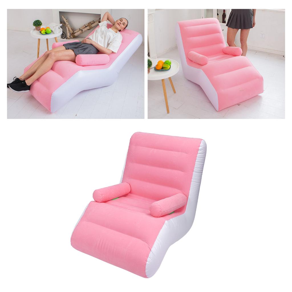 Inflatable Sofa Ergonomic S Shaped Portable Soft Flocking   Blow Up Couch for Home Travel  