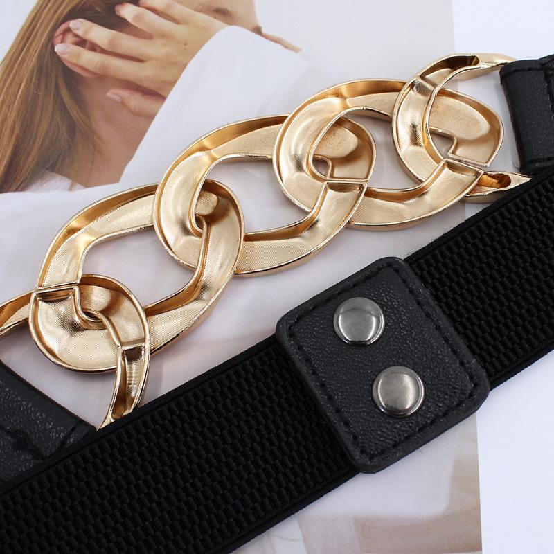 Waist seal women's wide version metal chain versatile with suit dress decorative belt elastic accessories tide