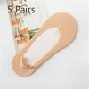 5 Pairs of Women's Summer Thin Solid Color Ice Silk Invisible Silicone Non Slip Socks