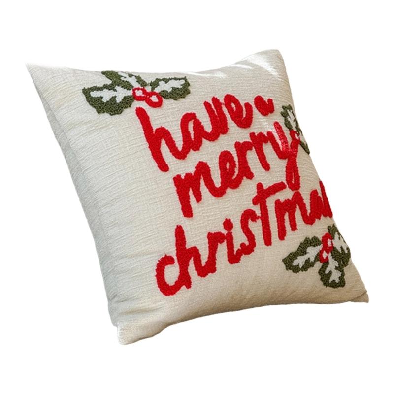 

Рождественская вышитая стеганая декоративная подушка из полиэстера для дивана, спальни, праздничного декора дома