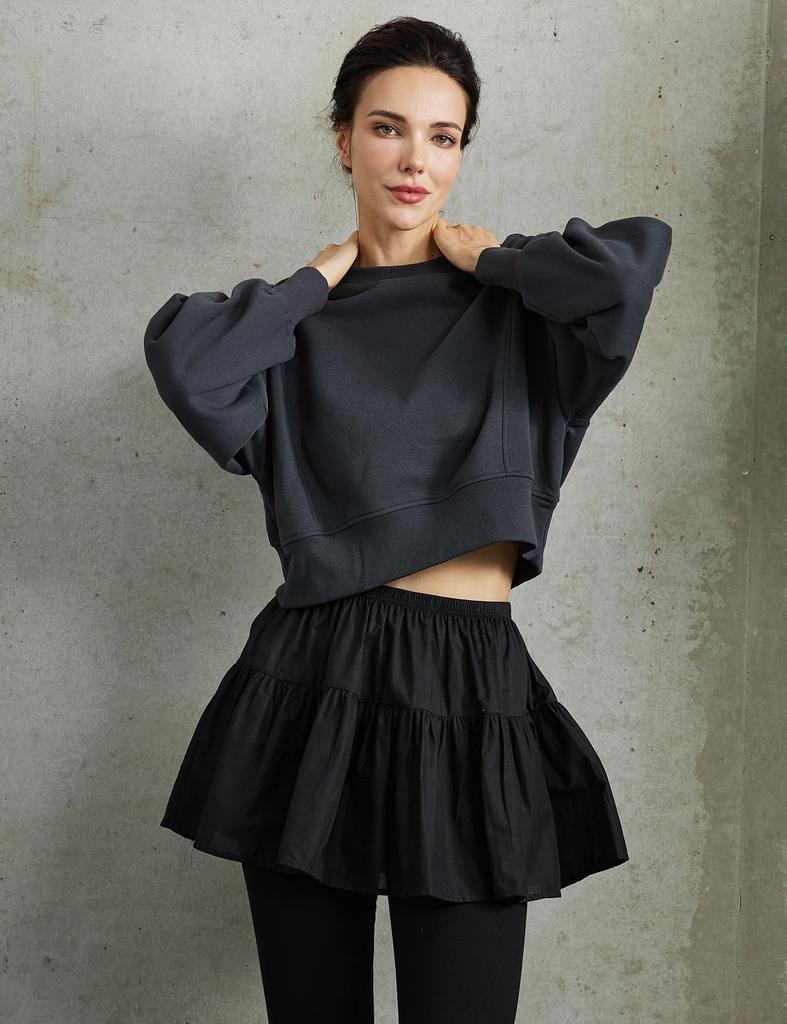 BEAUTELICATE Lagenrock mit angesetzter Hüftfigur Uni Elastisch Größe L Damen Saum, Bedeckung, Figurbetont, Farbe, Taille, Süß, Schwarz,