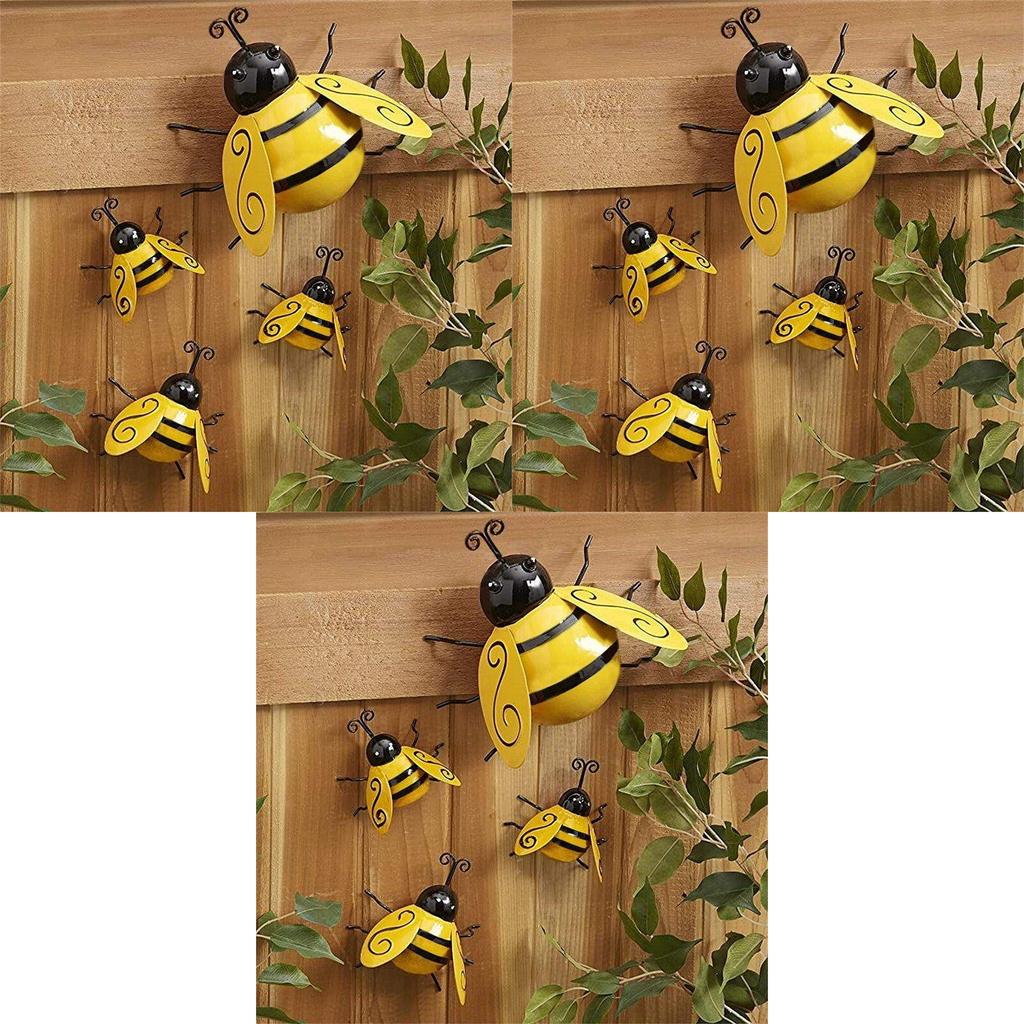 Metal Bee Wall Art Indoor And Outdoor 3d Sculpture For Garden And Bedroom Decorations