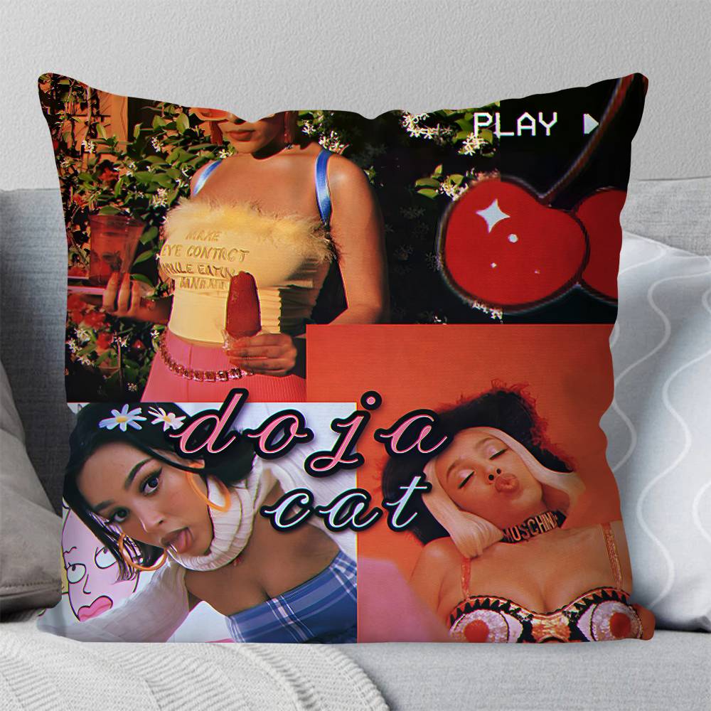 Singer D-Doja Cat Pillow Case Square Pillow Bedroom Sofa Leisure Comfort Cushion Car Living Room Home Decoration