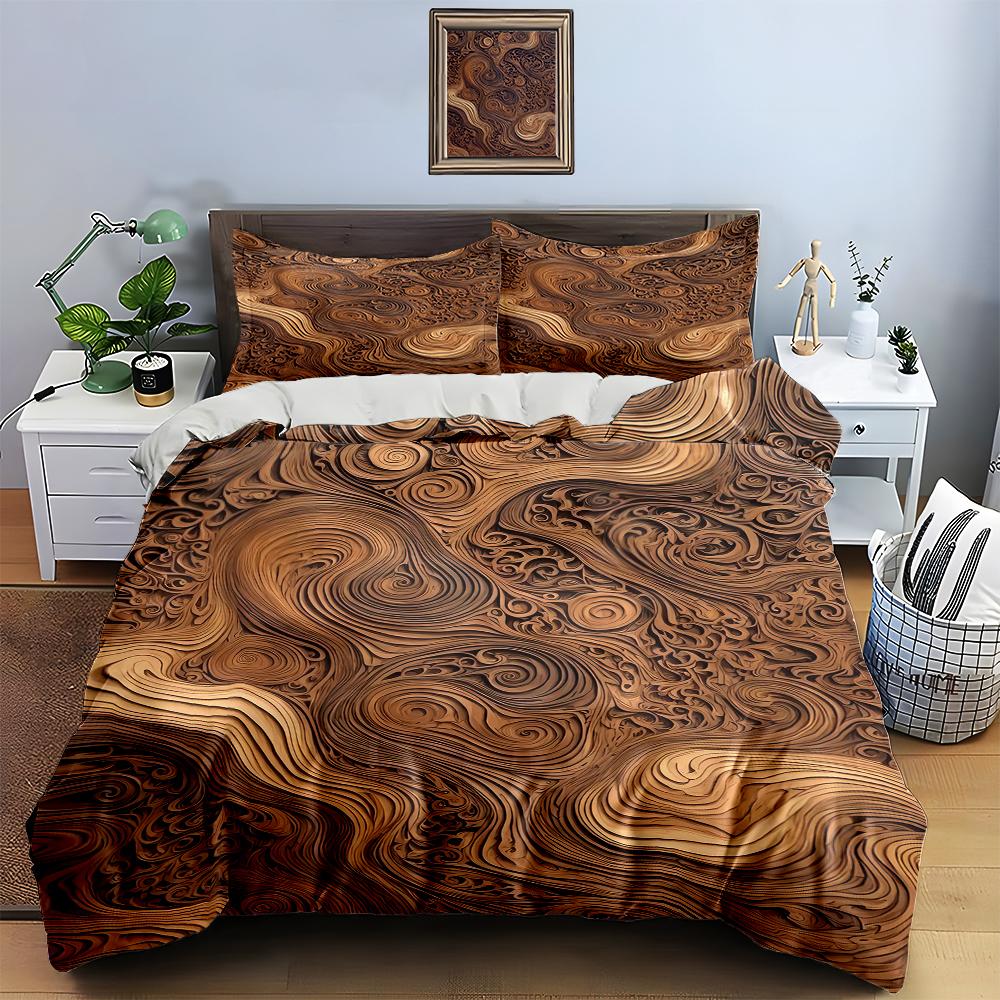 Swirled, Wooden, Textured Bedding Duvet Cover Sets Duvet Covers Pillowcases Gifts (1 * Duvet Cover 2 * Pillowcases, Without Duvet Insert)