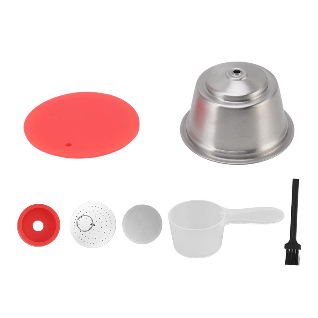 Stainless Steel Refill Coffee Capsules Reusable Coffee Filter Cup Set with Powder Cover for Dolce