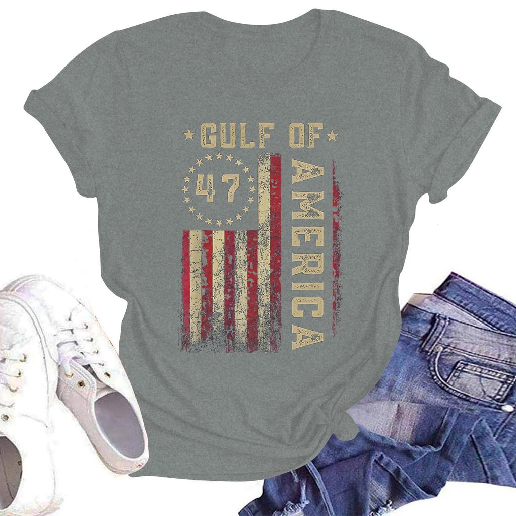 Damska codzienna moda Street Slim z krótkim rękawem Aktualne wydarzenia wokół nadruku T-shirt Top