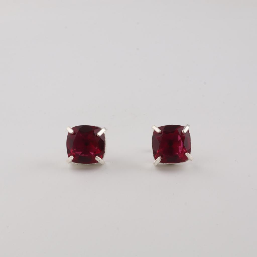 Pink Rubellite Gemstone 925 Sterling Silver Handmade Women's Jewelry Designer Minimalist Studs Earring 1" For Gift EE-181-7