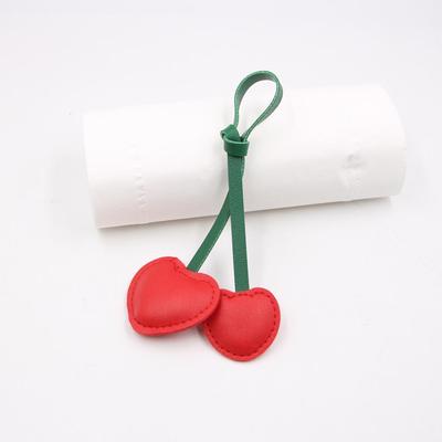 Cherry Knot Red Leather Keychain Pendant - Retro Jewelry & Clothing Accessory