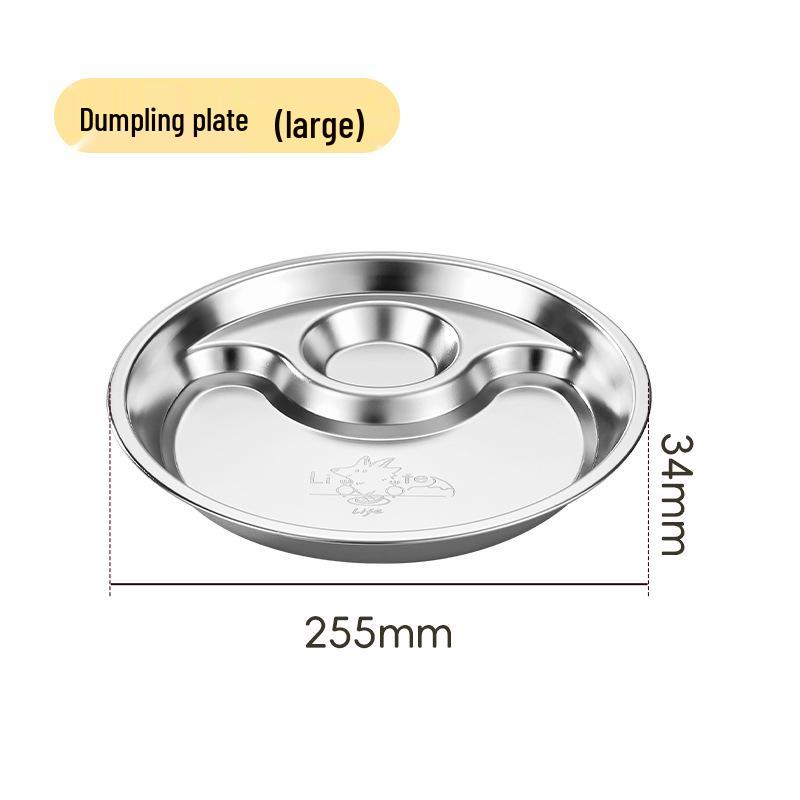 304 Stainless Steel Round Meal Tray for Kindergarten Students and Babies: Compartment Plate for Solid Foods and Dumplings