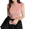 Women's Solid Half Turtleneck  Casual Knitted Sleeveless T-Shirt