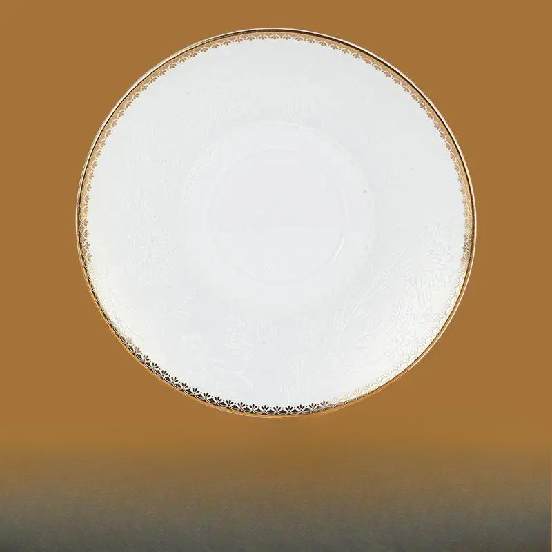 

Креативная позолоченная цветочная костяная фарфоровая западная обеденная тарелка винтажные столовые приборы роскошная плоская тарелка керамическая посуда кухонная утварь