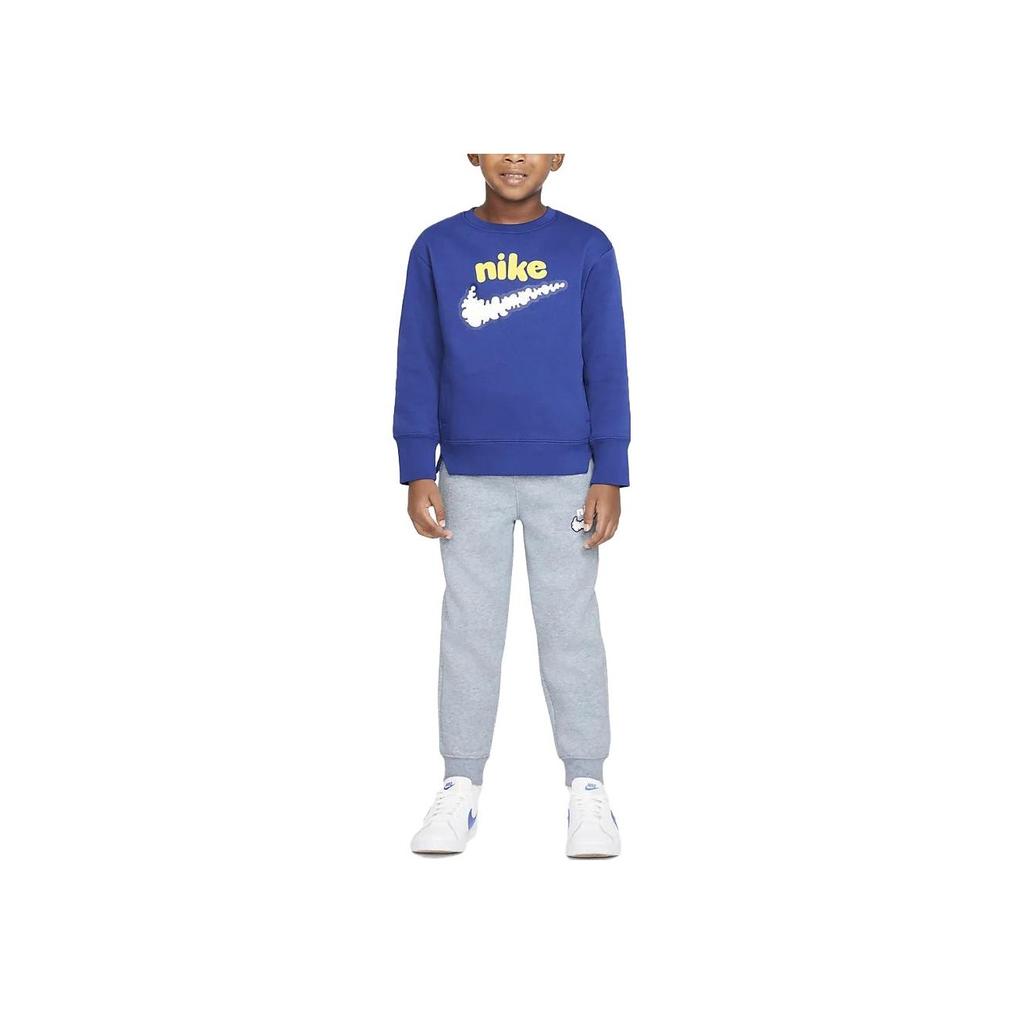 Nike Sweatshirt Letter Logo Print Round Neck Casual Fleece Kids tops Deep-Navy DQ3860-455