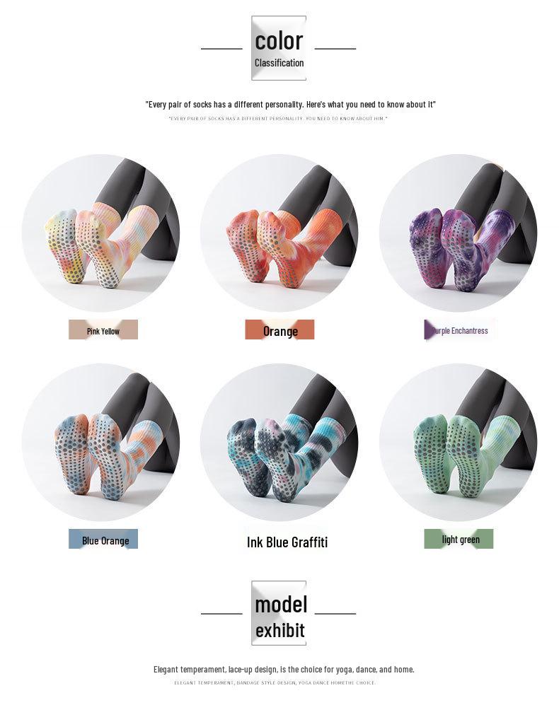 Tie-dye Non-slip Sweat-absorbent Yoga Pilates Aerobics Dance Socks