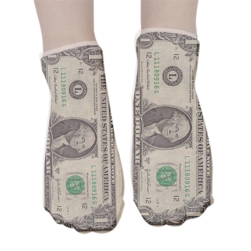 Herren Damen Lustig Unisex Neuheit 3D Gedruckte Knöchelsocken Dollar Schein Geld Muster Kurzschaftsocken Weihnachtsfeier Geschenk