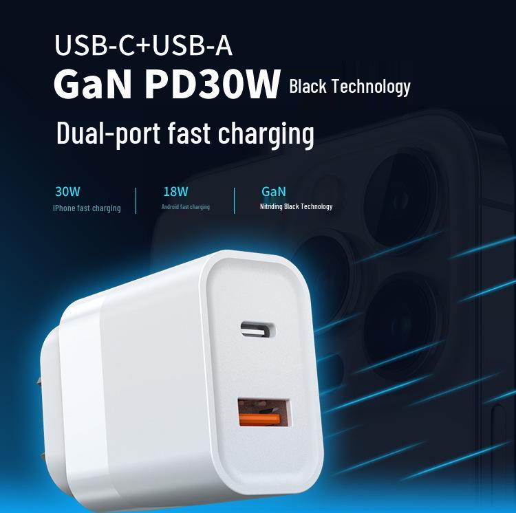 SAA Certified PD30W A+C Charger Type-C USB QC3.0 12V 1.5A Australian Standard Plug