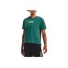 Under Armour Project Rock Logo Print Rundhals-T-Shirt Damen Tops Aqua 1376917-722