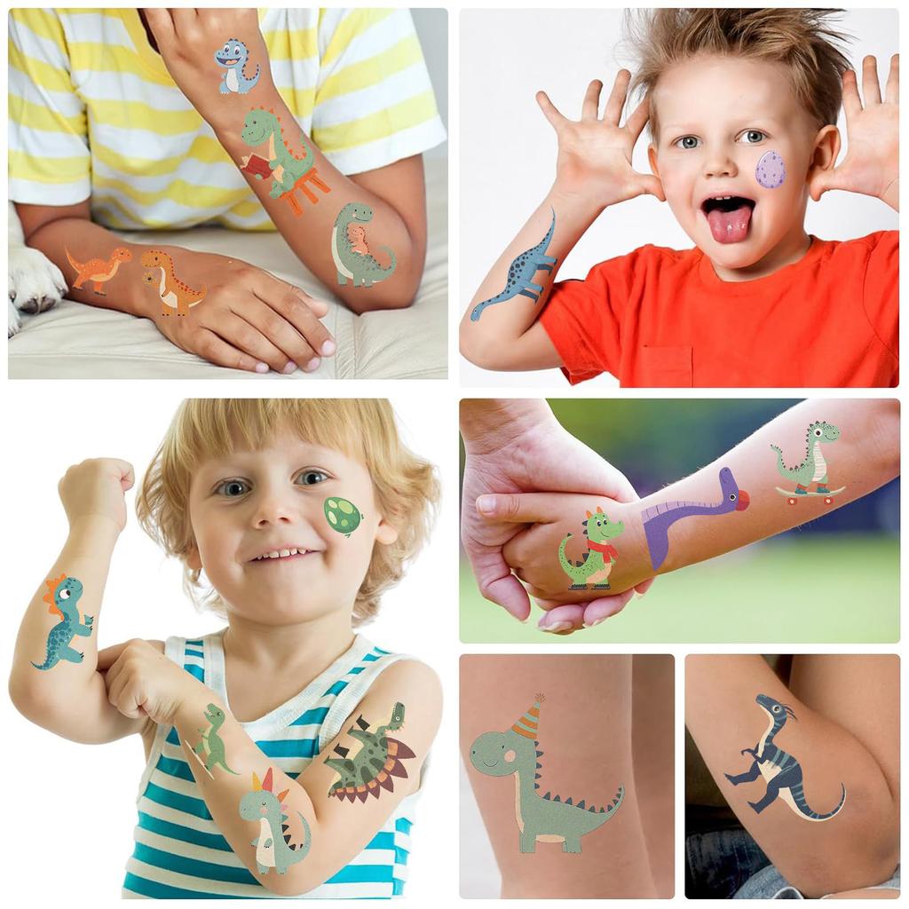 10 Blatt Dinosaurier Tattoo Aufkleber Glitzer Material Cartoon Party Langanhaltend Wasserdicht Temporäre Tattoo Aufkleber