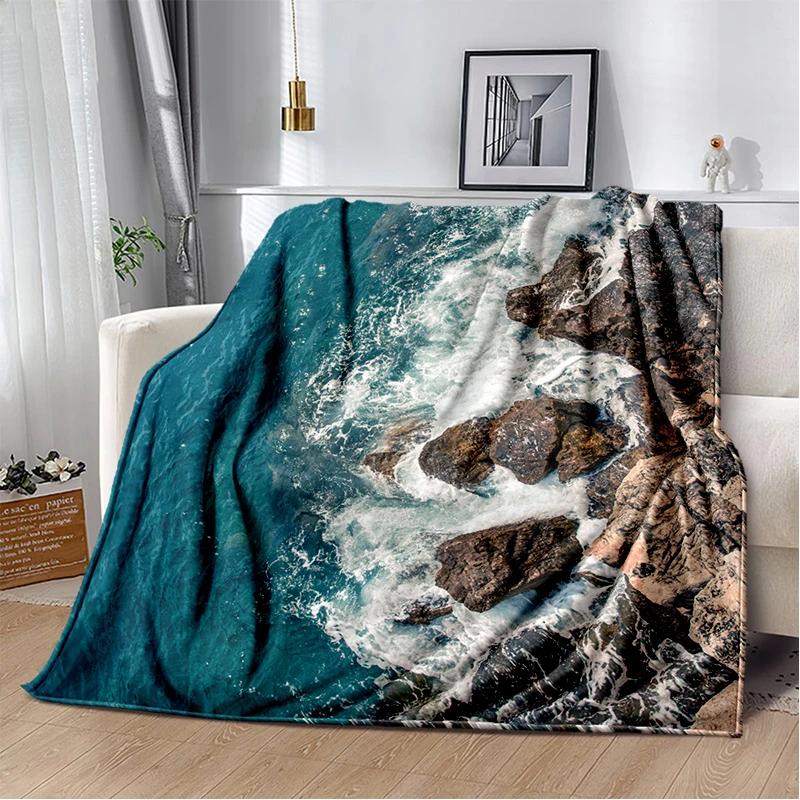 29 Style New Sea Water Beach Reef Nature Scenery 3D Blanket,Soft Throw Blanket for Home Bedroom Bed Sofa Travel Picnic Cover Kid